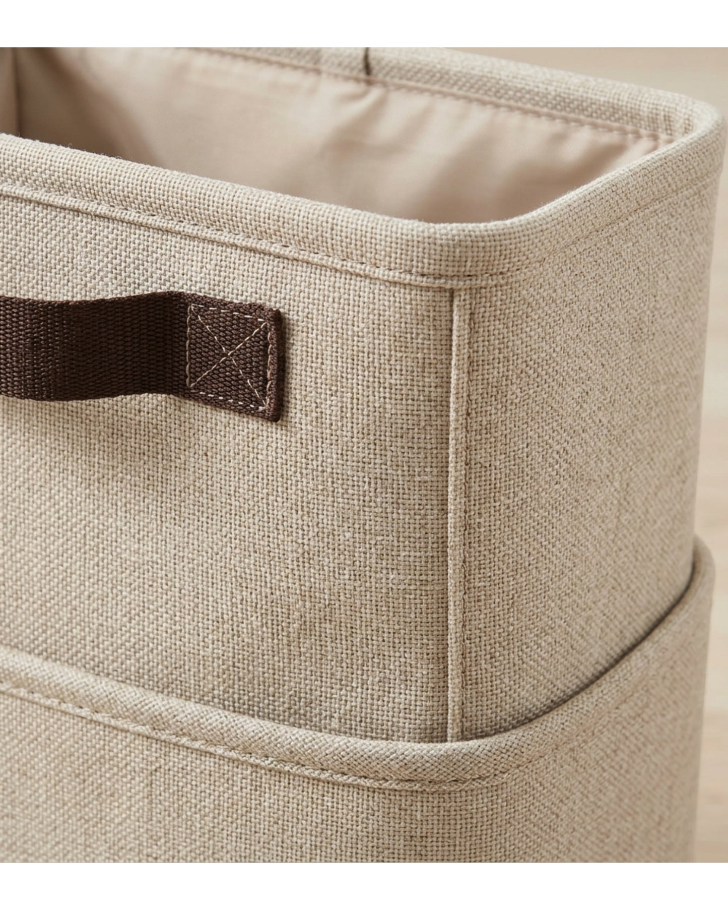 Ziloa Tall Foldable Fabric Storage Basket 38 x 28 x 42 cm Oatmeal - Detail view