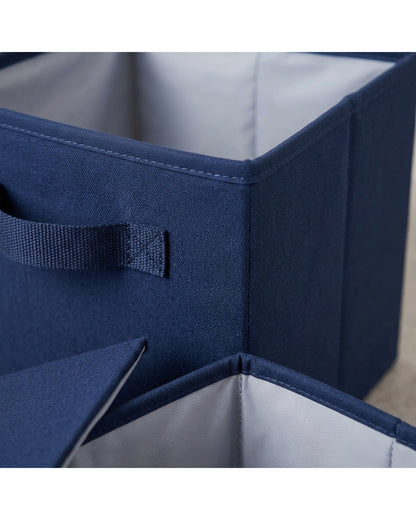 Ziloa Foldable Canvas Cube Storage Basket 32 cm Navy - Detail view