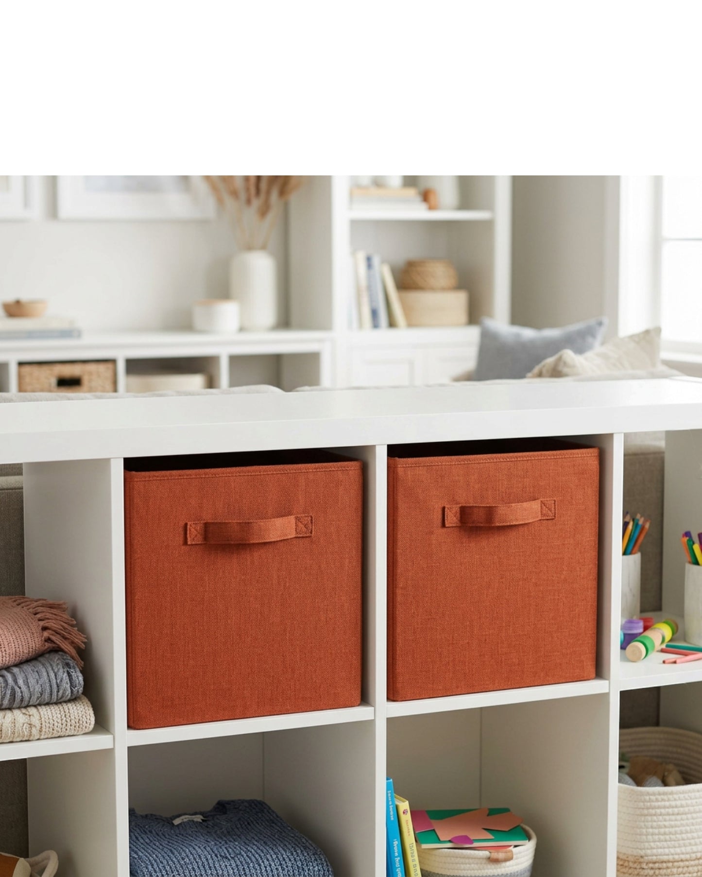 Ziloa Cube Fabric Storage Bin Rust 12 in 2 Pack