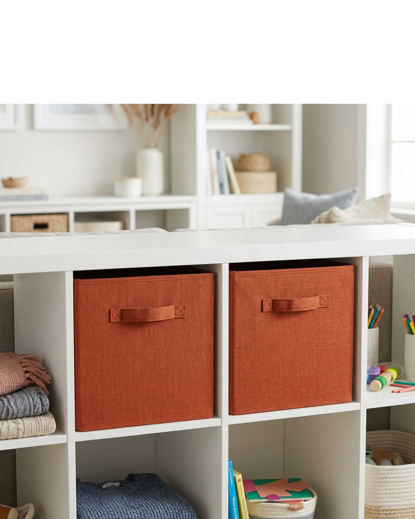 Ziloa Cube Fabric Storage Bin Rust 12 in 2 Pack