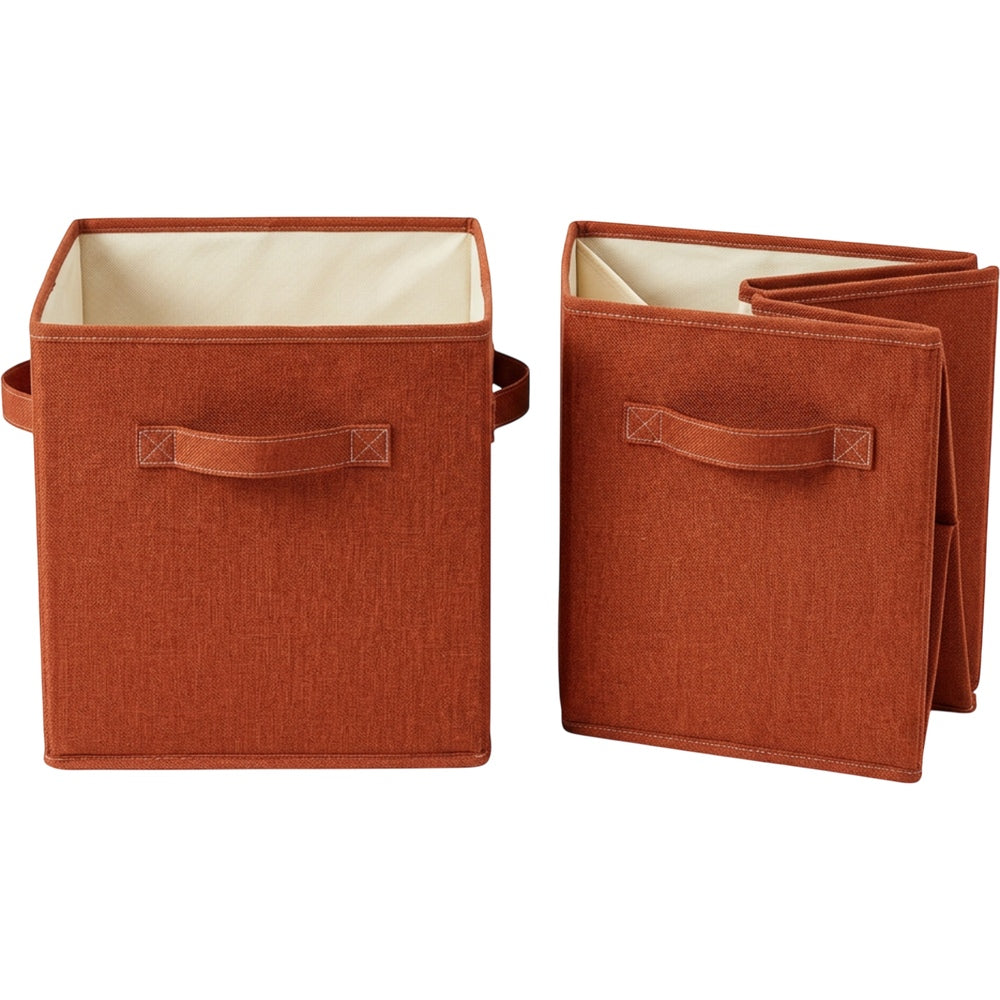 Ziloa Cube Fabric Storage Bin Rust 12 in 2 Pack