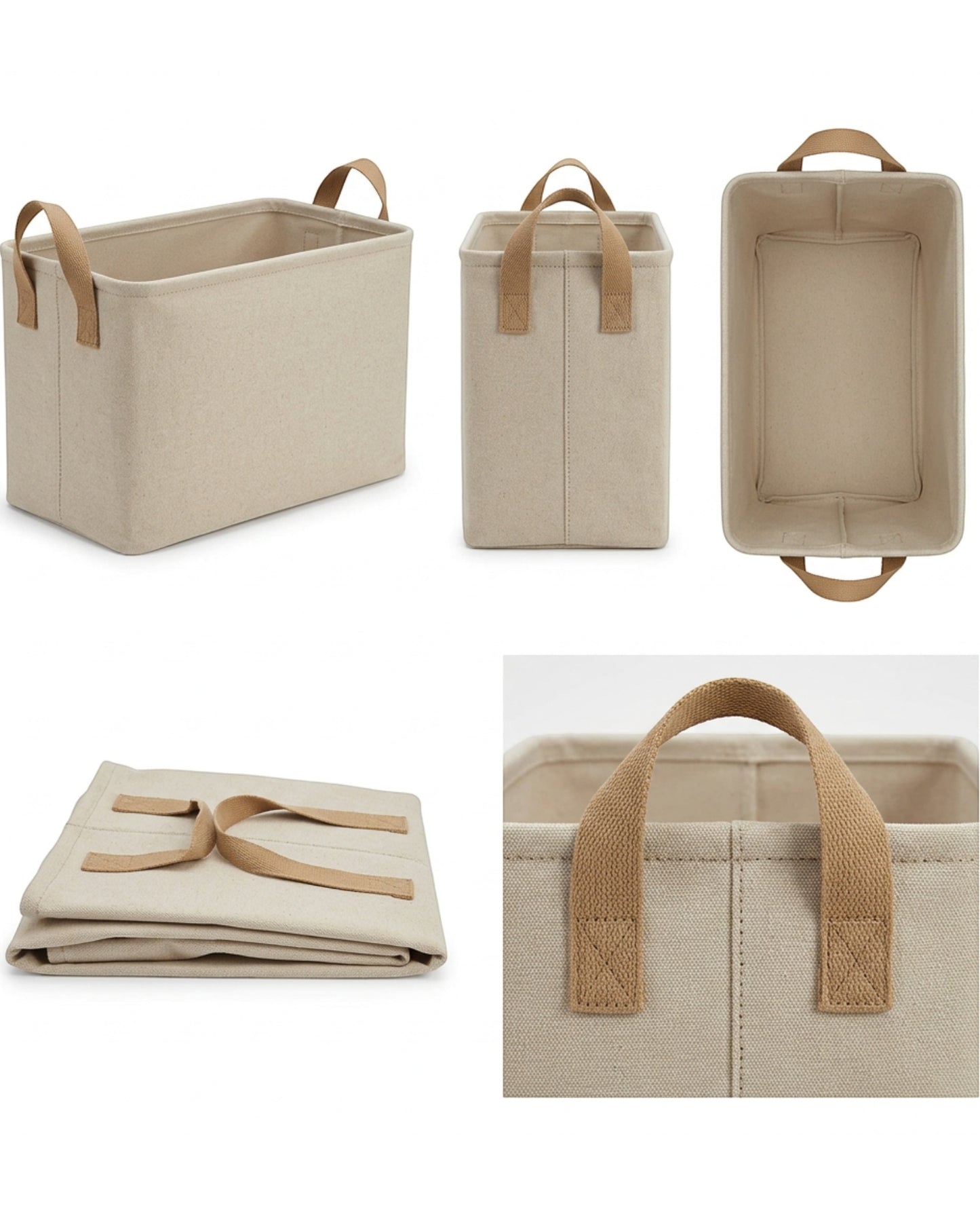 Ziloa Slim Fabric Closet Basket Oat 15 in With Handles