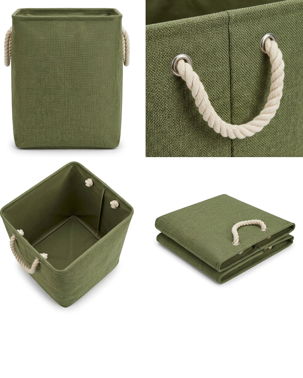 Ziloa Tall Fabric Storage Basket Moss 17 in With Handles