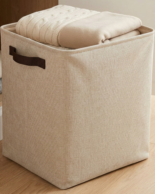 Ziloa Tall Foldable Fabric Storage Basket 38 x 28 x 42 cm Oatmeal - Lifestyle view
